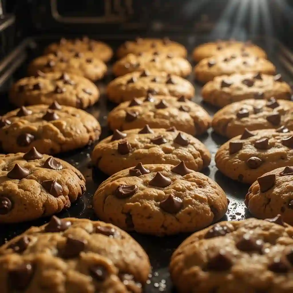 Galletas gruesas horneándose en horno
