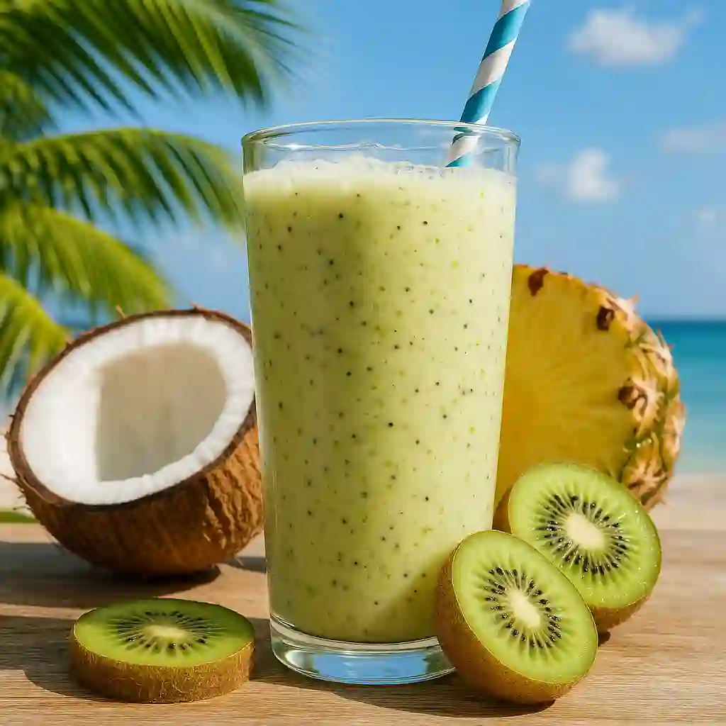 Batido tropical de kiwi, piña y coco