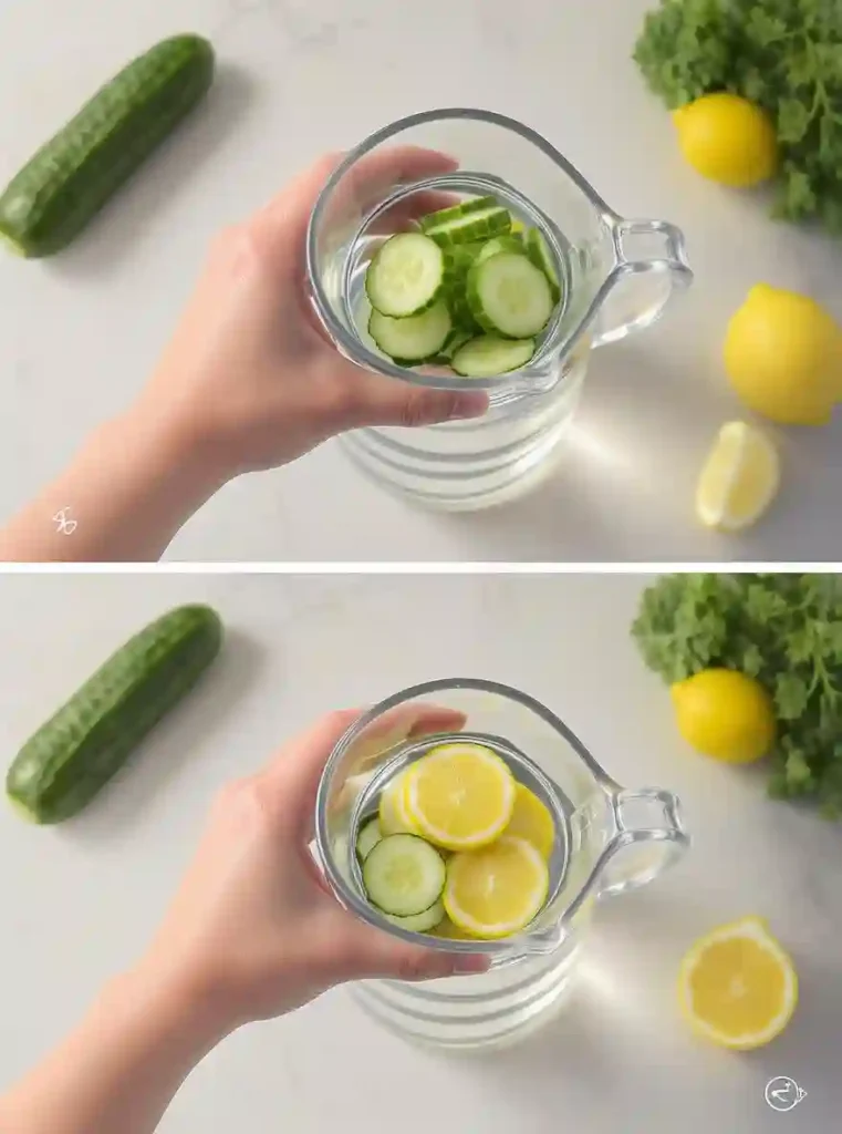 cómo preparar agua de pepino, limón y menta