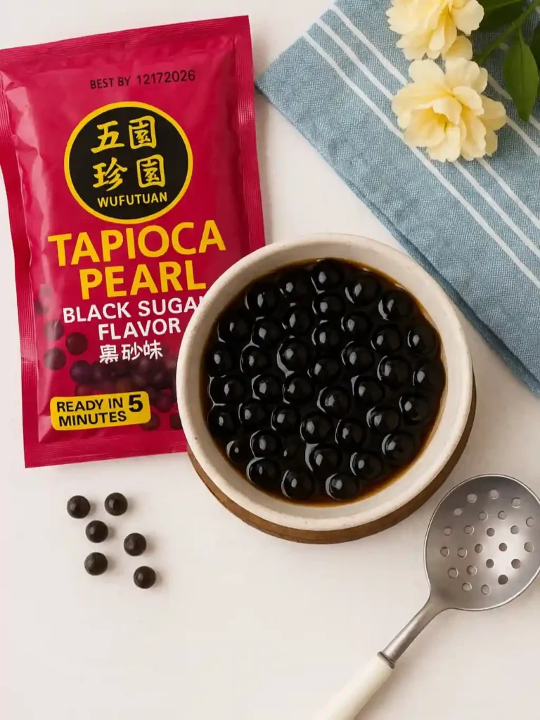 Boba o perlas de tapioca listas para bubble tea