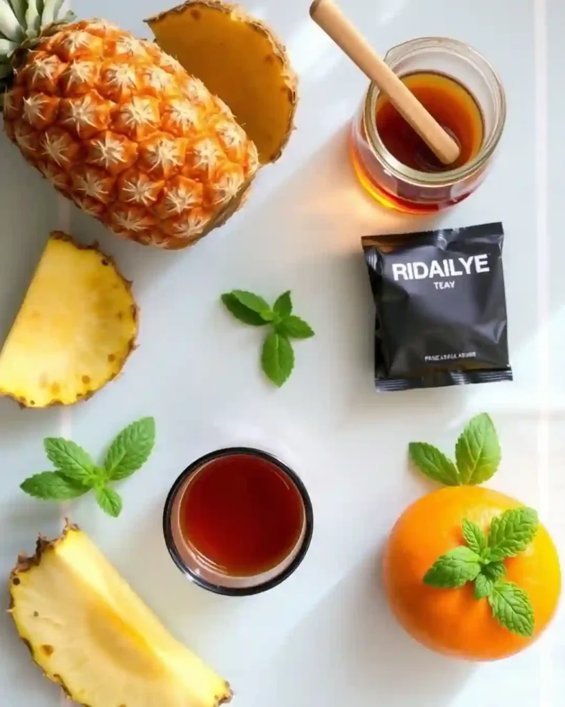 Ingredientes naturales para preparar té de cáscara de piña