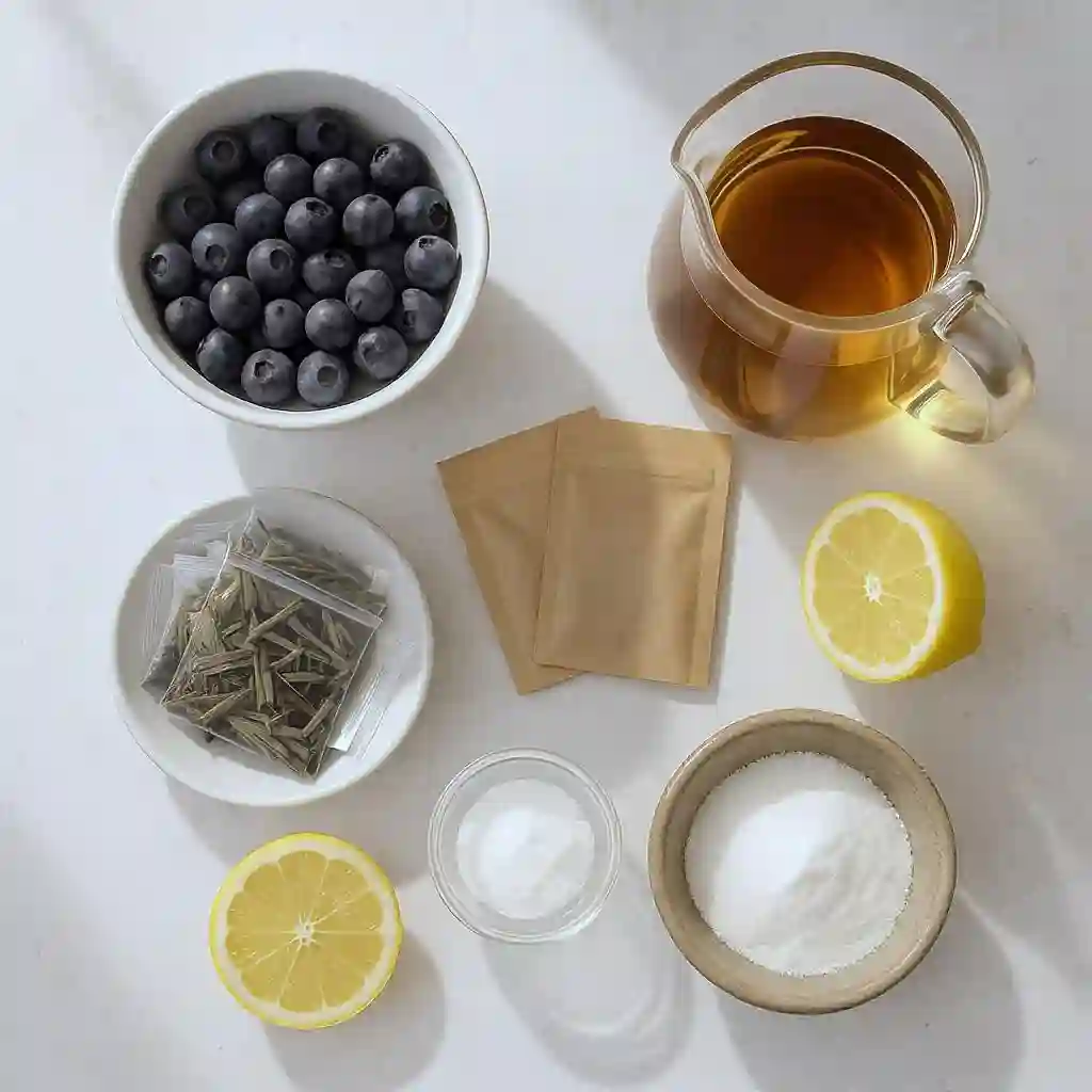 Ingredientes para preparar té helado de arándanos
