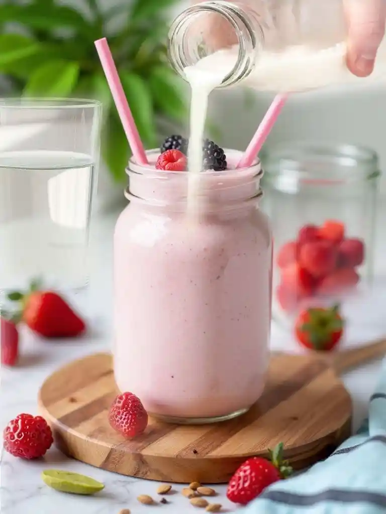  Preparación de té de fresa con leche caliente