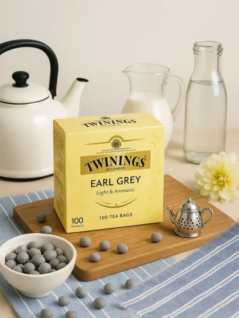 Té Earl Grey con leche y boba casero servido con pajita grande 1