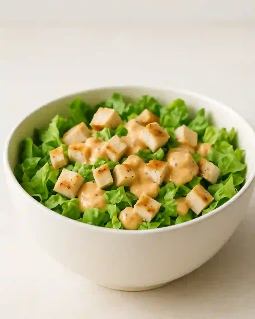 Ensalada fresca de lechuga y pollo a la plancha salsa big mac