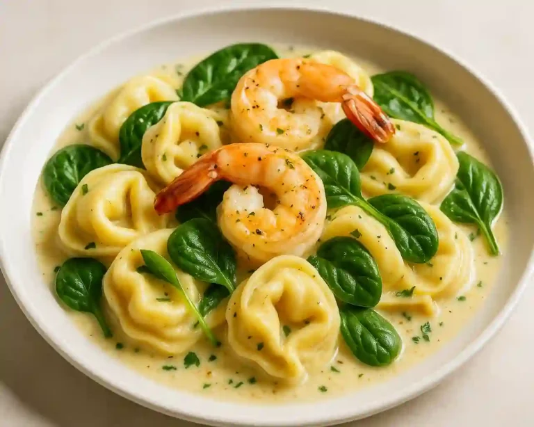 Tortellini de espinacas con gambas en salsa de mantequilla de limón y ajo1