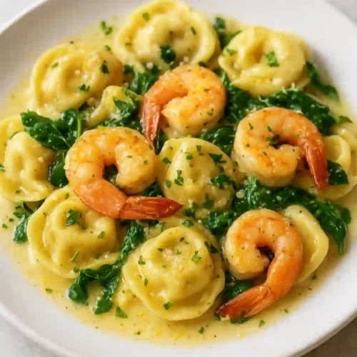 Tortellini de espinacas con gambas en salsa de mantequilla de limón y ajo3