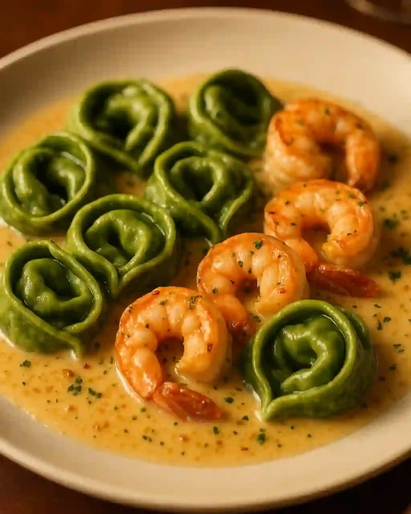 Tortellini de espinacas con gambas en salsa de mantequilla de limón y ajo4