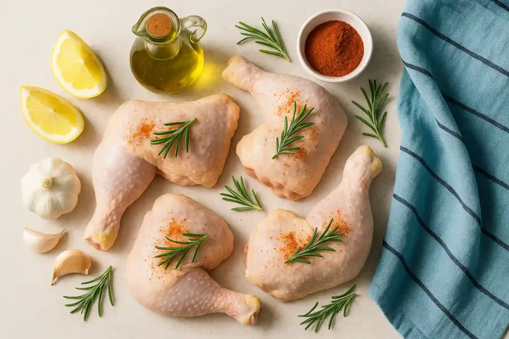 ingredientes para cuartos traseros de pollo al horno