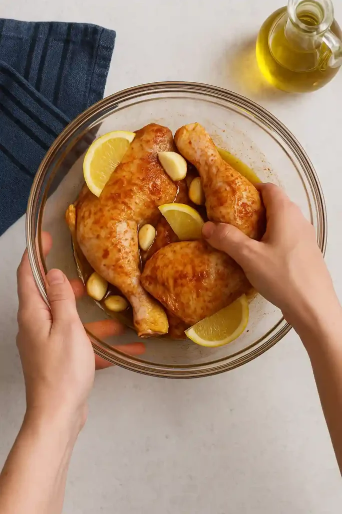 marinado de cuartos traseros de pollo