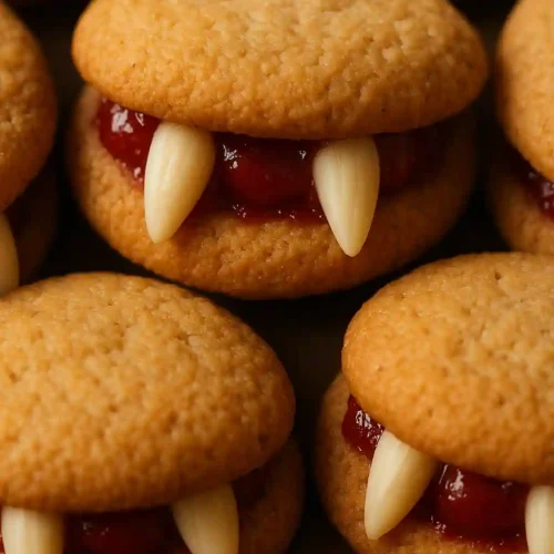 Colmillos de almendra en galletas de vampiro caseras - Galletas de Dientes de Vampiro