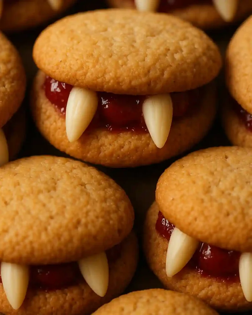 Colmillos de almendra en galletas de vampiro caseras - Galletas de Dientes de Vampiro