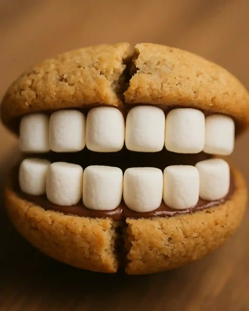 Galleta mordida con malvaviscos y glaseado rojo