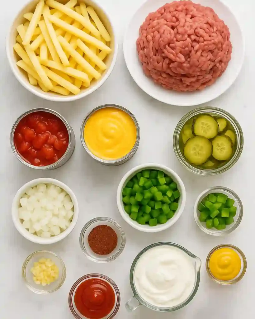 Hamburguesa con patatas fritas al horno-Ingredients