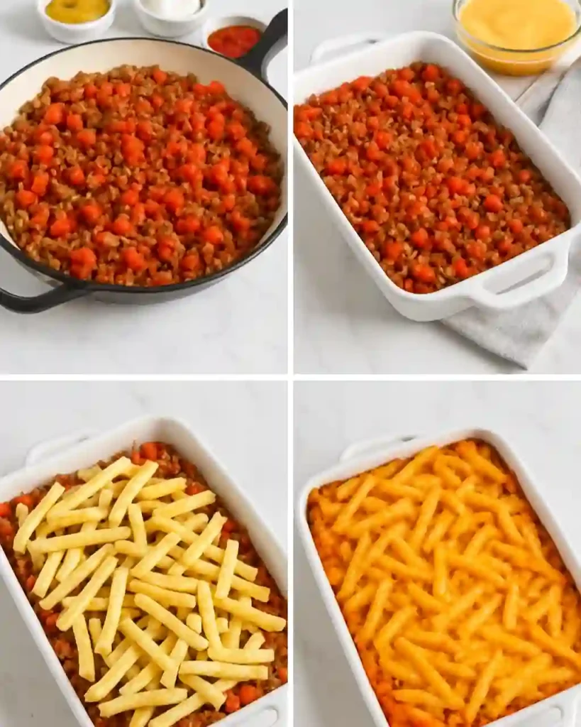 Hamburguesa con patatas fritas al horno-paso