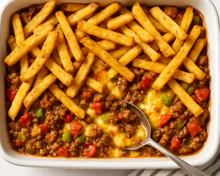 Hamburguesa con patatas fritas al horno-serv