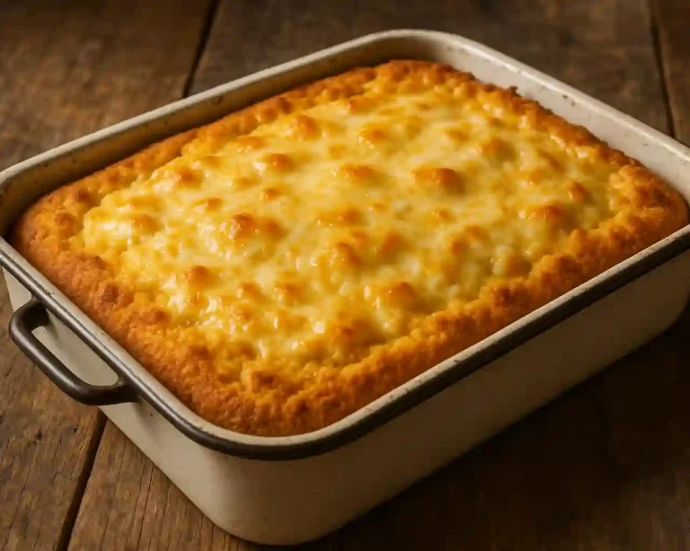 Cazuela de pan de maíz vaquero horneada con queso derretido y pan dorado