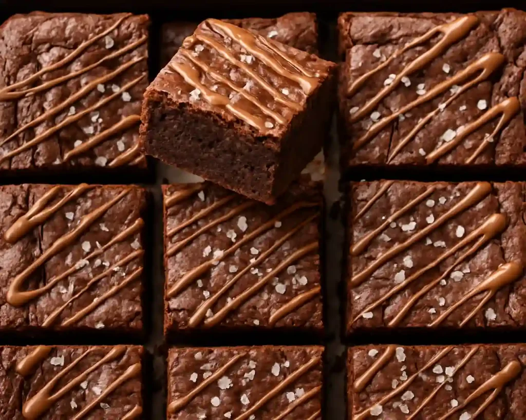 Brownies de proteína saludables con textura jugosa y corte cuadrado.