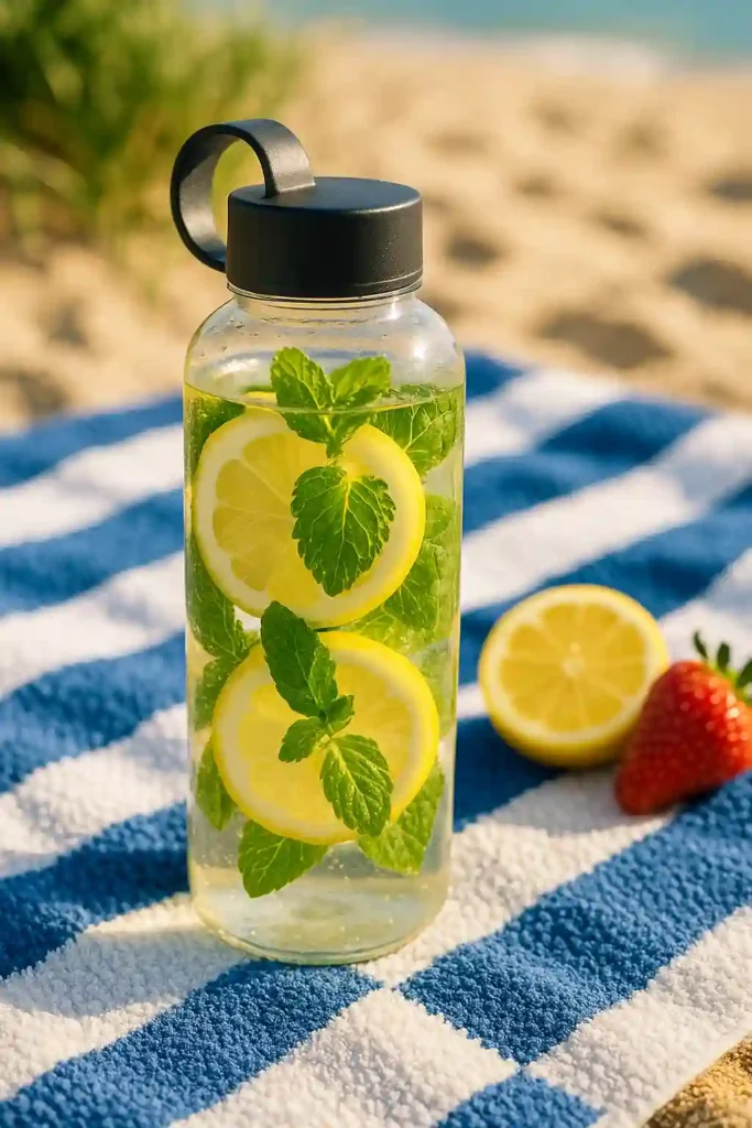 Hidratación frecuente con agua infusionada para mantener el cuerpo fresco durante el verano