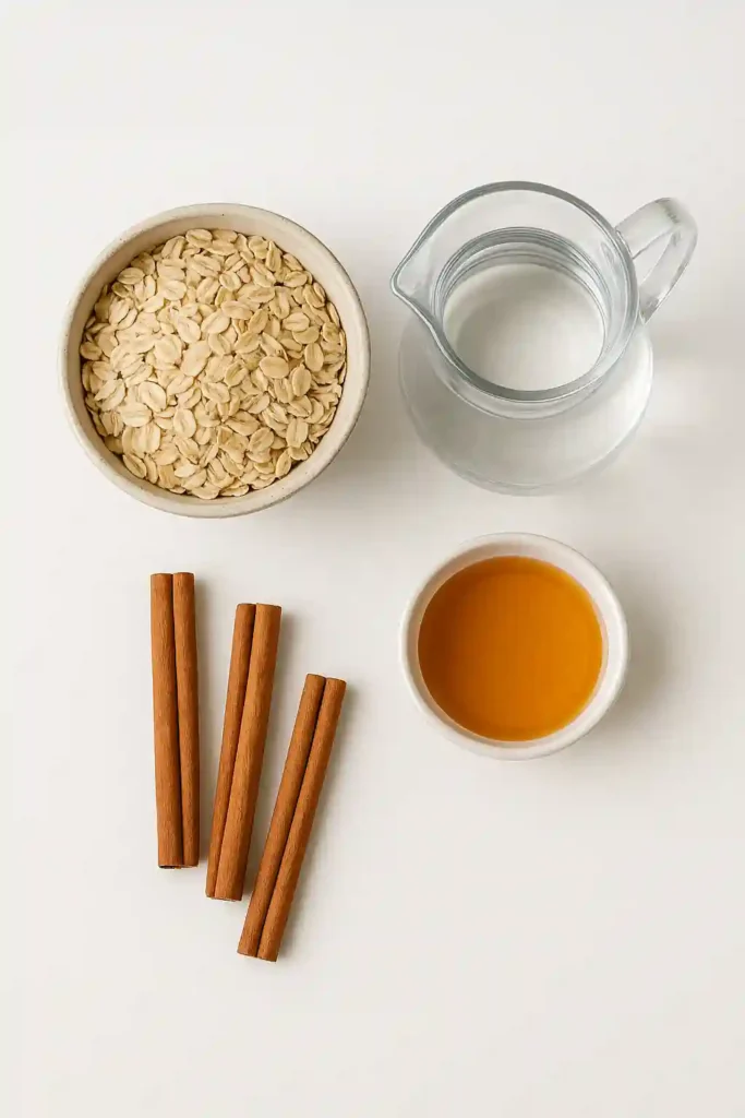 Ingredientes necesarios para preparar agua de avena casera