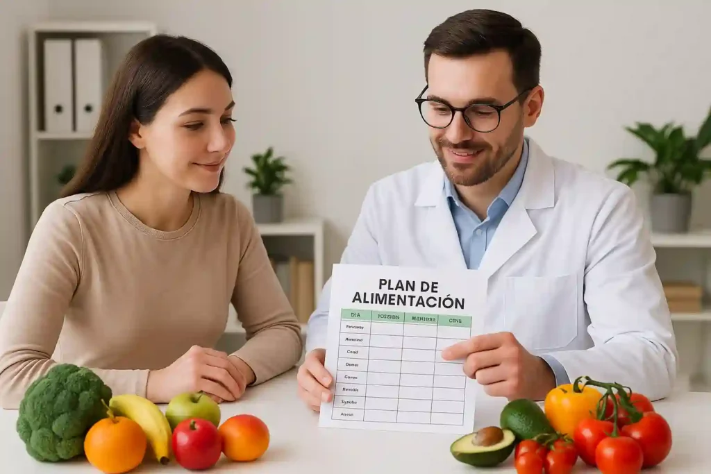 Consulta con nutricionista para plan personalizado de perder peso saludable