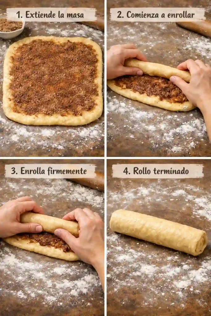 Rollitos de Canela con Plátano - Técnica de enrollado para preparar rollitos de canela caseros